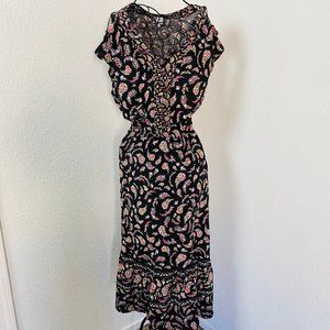OLD NAVY Dress Floral short sleeve v neck long L
